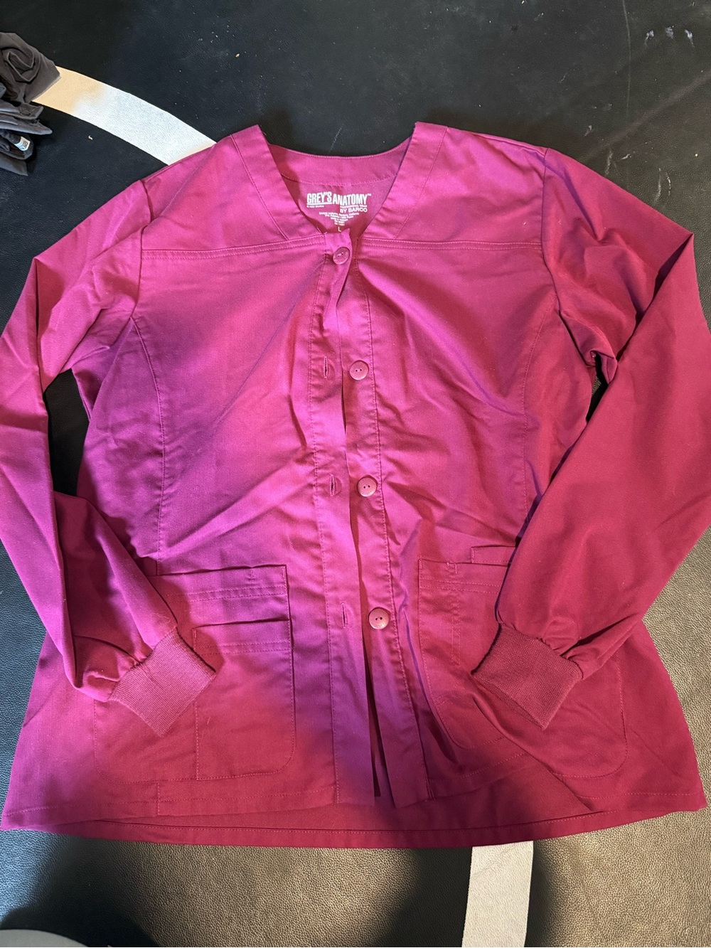 Barco Uniforms Berry/Magenta Button-Front Scrub Top greys anatomy collection